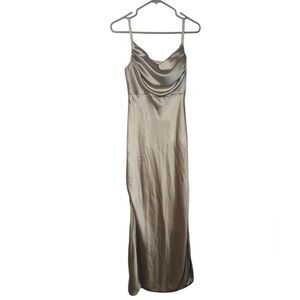 Revelry Elegant Silver Satin Dress